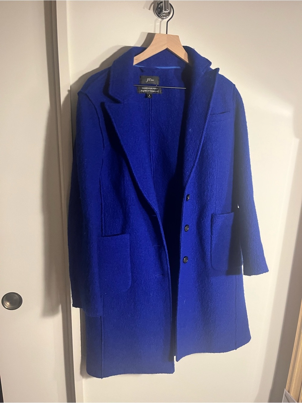 J crew cobalt blue boiled wool coat size 8